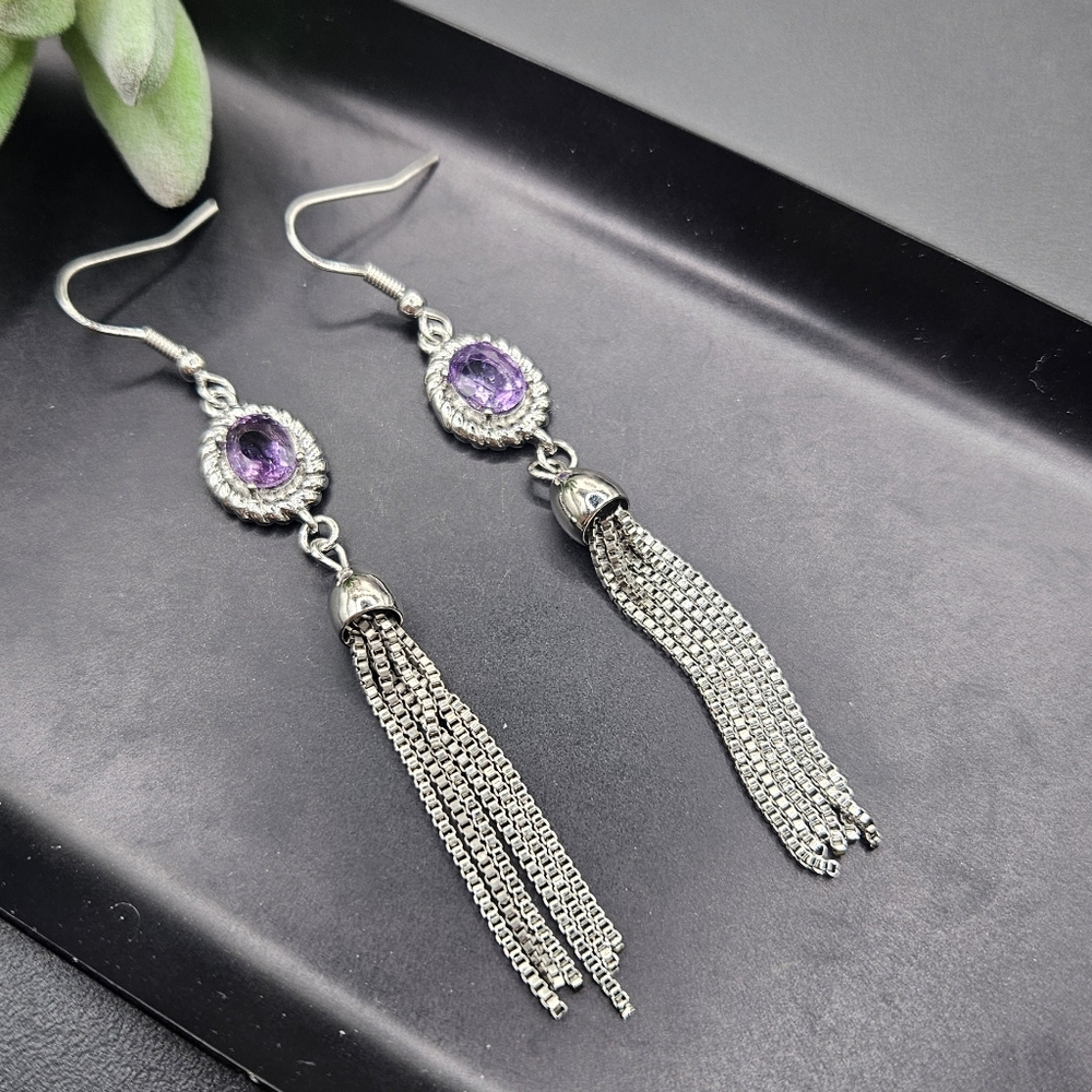 Amethyst Tassel Earrings